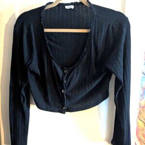 Cotton:On Black Crop Cardigan Size Medium